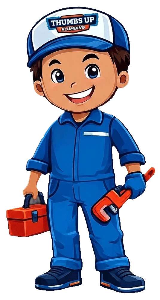 Comfort Brothers mascot giving two thumbs up